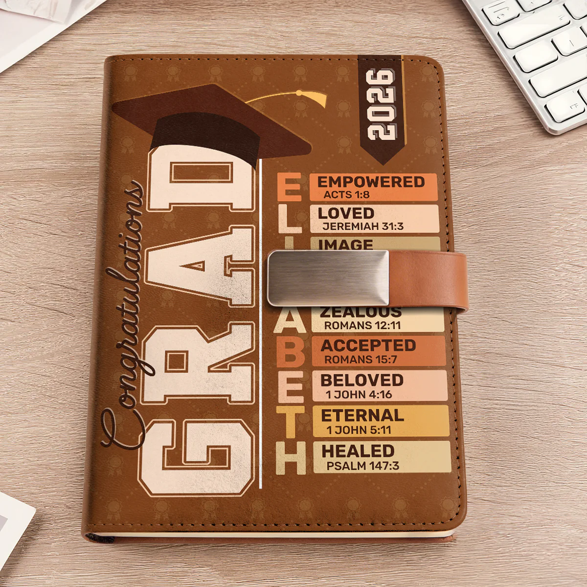 Congratulations Grad - Personalized Leather Notebook & Pen Set - Image 2