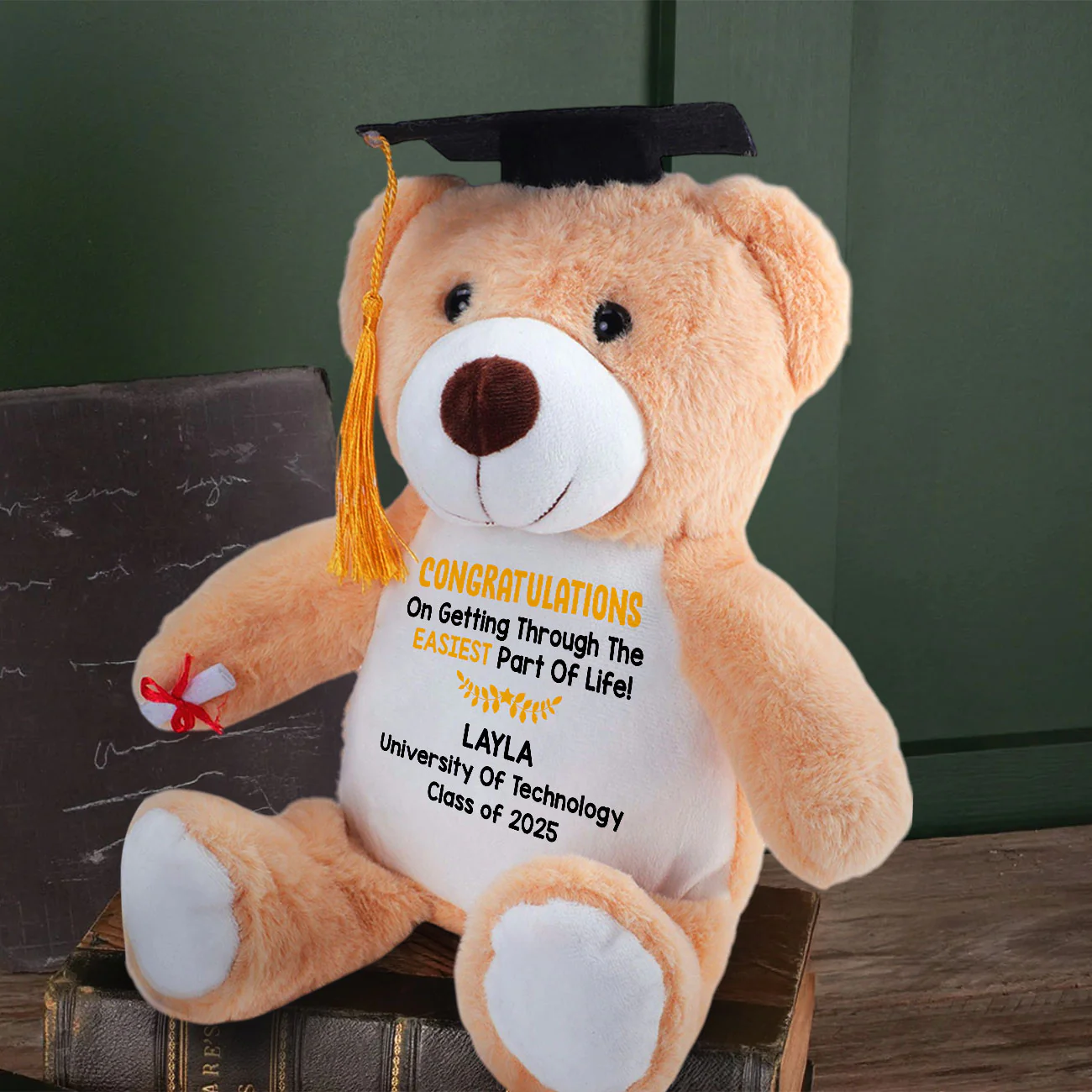 Congratulations On Getting Through The Easiest Part Of Life  - Personalized Graduation Teddy Bear - Image 3