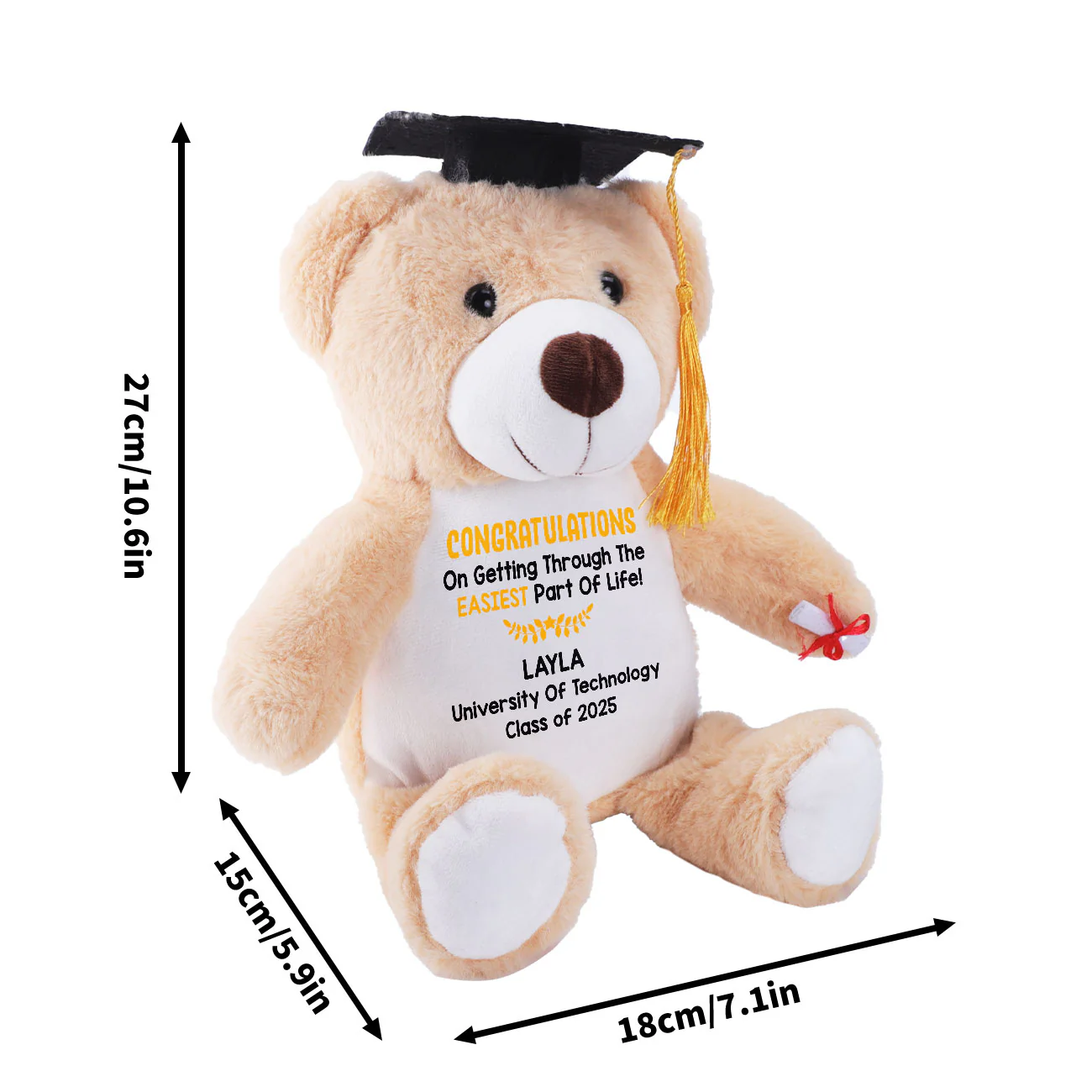 Congratulations On Getting Through The Easiest Part Of Life  - Personalized Graduation Teddy Bear - Image 5
