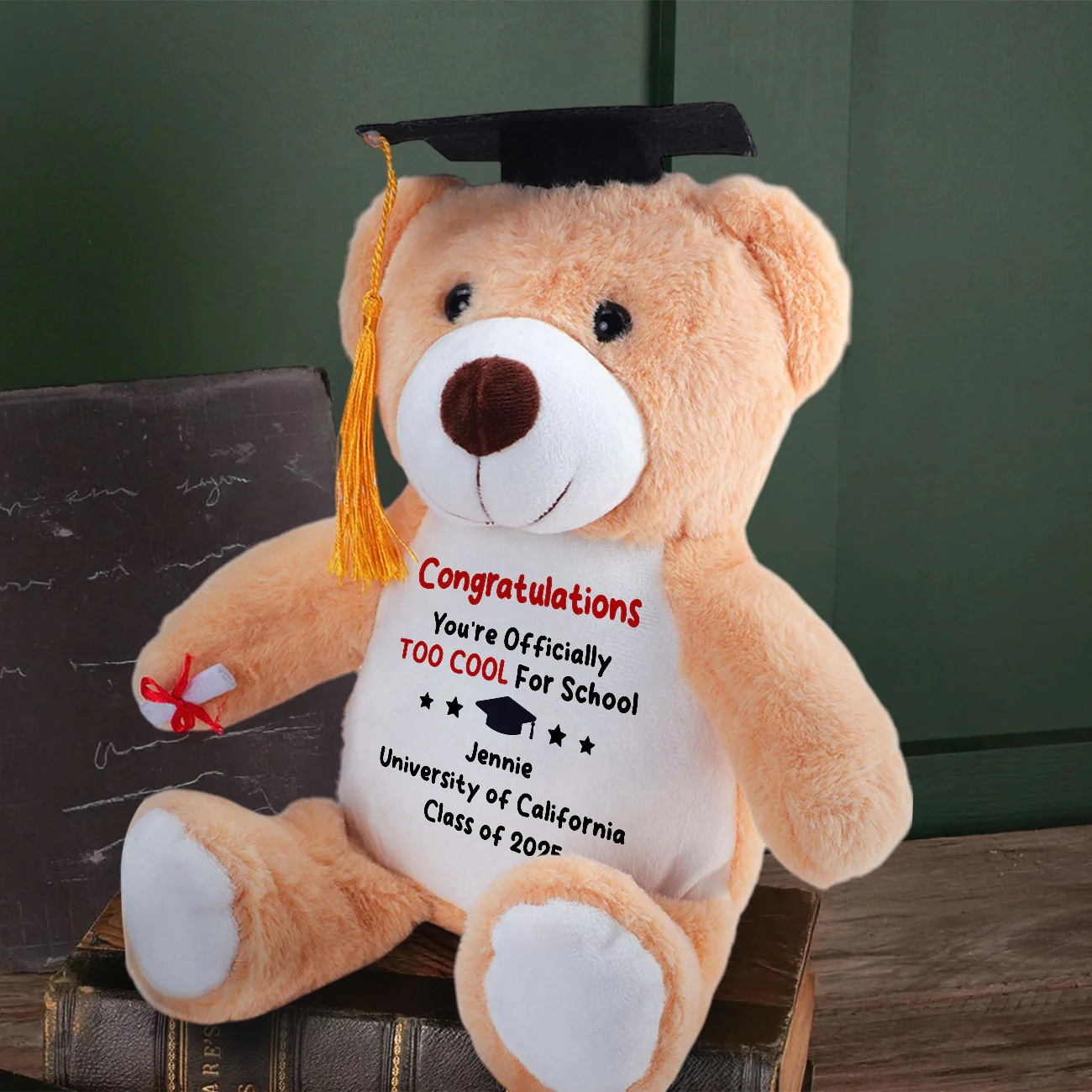 Congratulations You're Officially Too Cool For School - Personalized Graduation Teddy Bear - Image 3