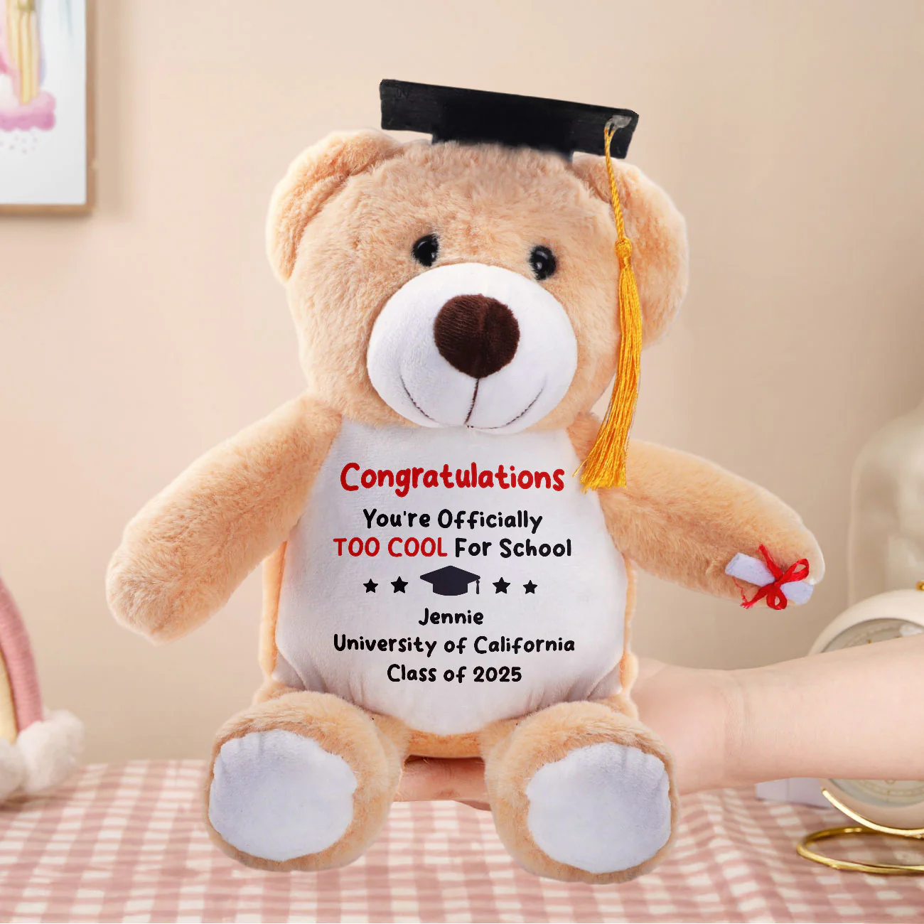 Congratulations You're Officially Too Cool For School - Personalized Graduation Teddy Bear - Image 4