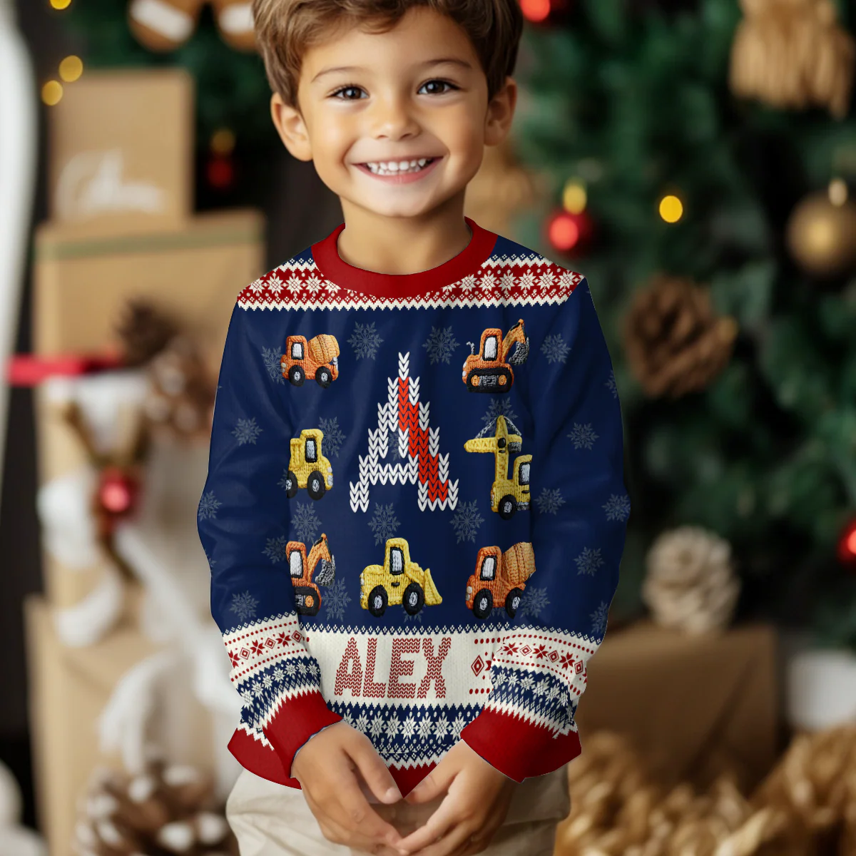 Construction Machines - Personalized Kid Wool Sweater - Image 3