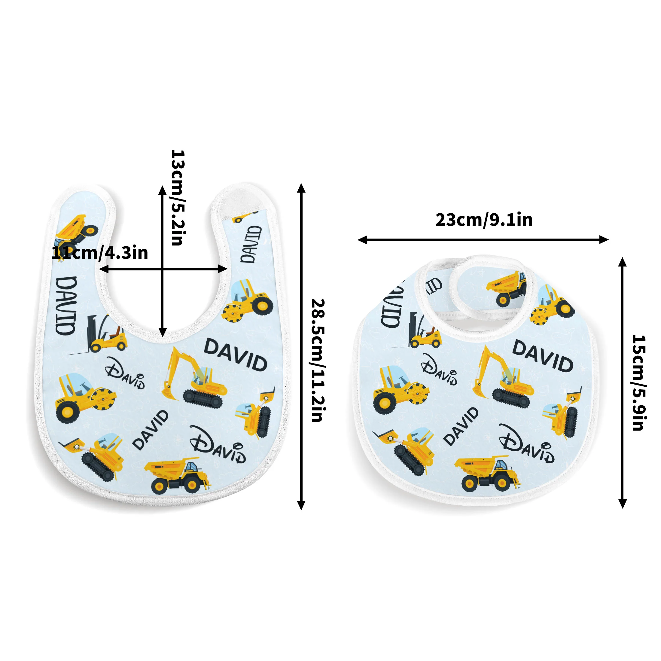 Construction Truck Baby - Personalized Baby Bib - Image 3