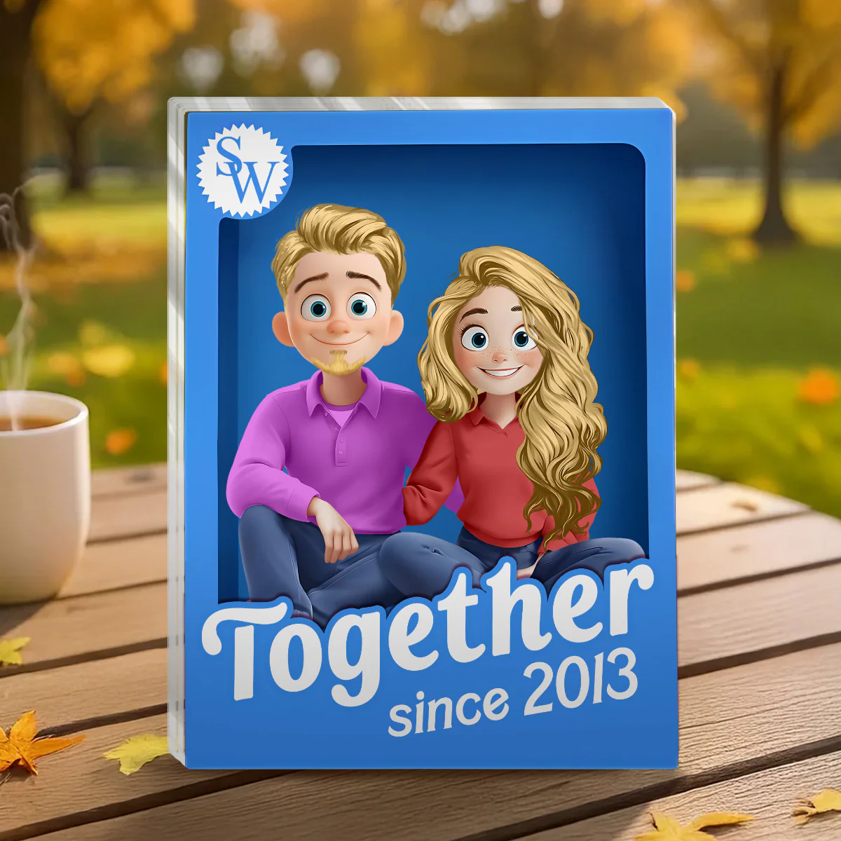 Couple Dolls Box - Personalized Custom Shaped Squared Acrylic Plaque - Image 3