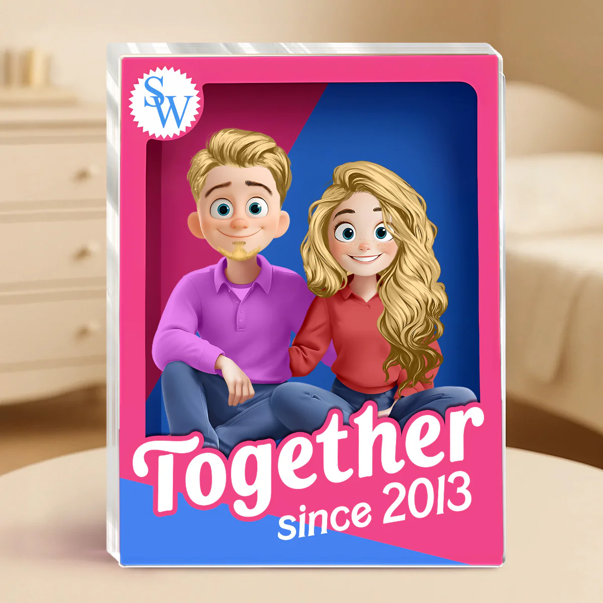 Couple Dolls Box - Personalized Custom Shaped Squared Acrylic Plaque - Image 4