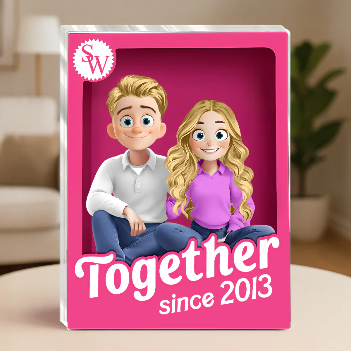 Couple Dolls Box - Personalized Custom Shaped Squared Acrylic Plaque - Image 5