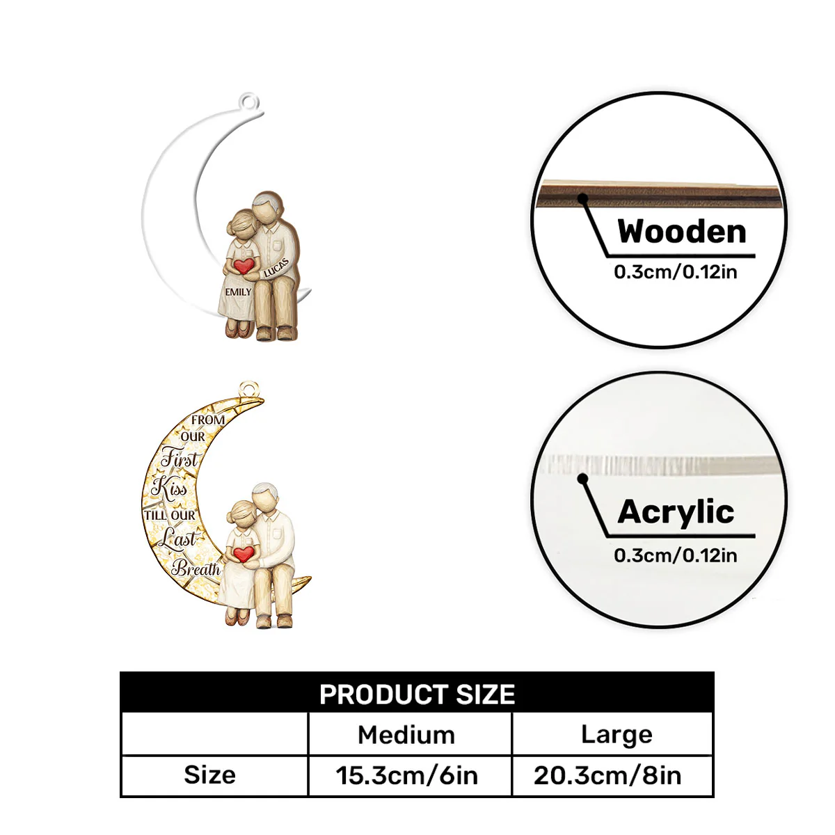 Couple On The Moon - Personalized Window Hanging Suncatcher - Image 7