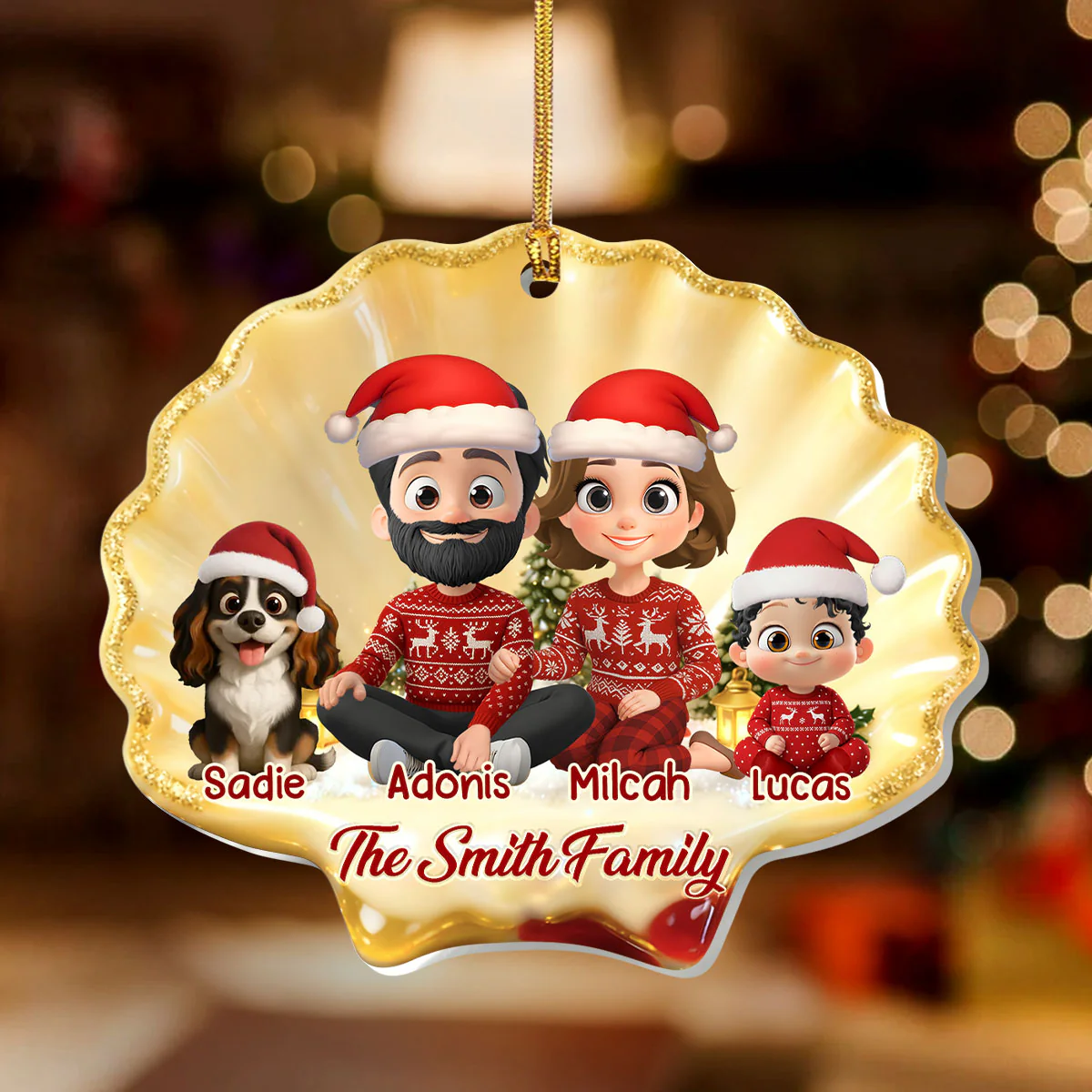 Cozy Family - Personalized 1-Layer Acrylic Ornament - Image 2
