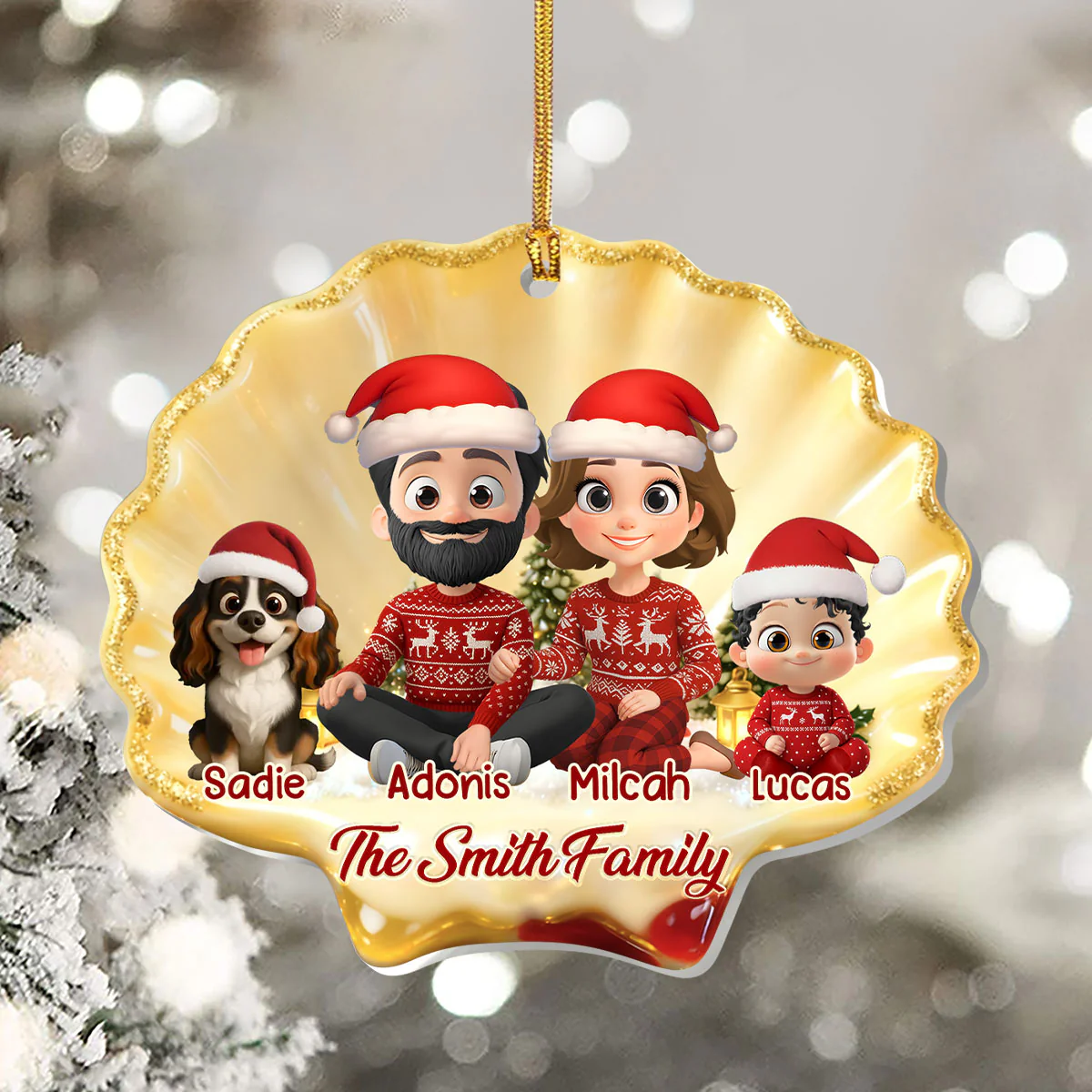 Cozy Family - Personalized 1-Layer Acrylic Ornament - Image 5