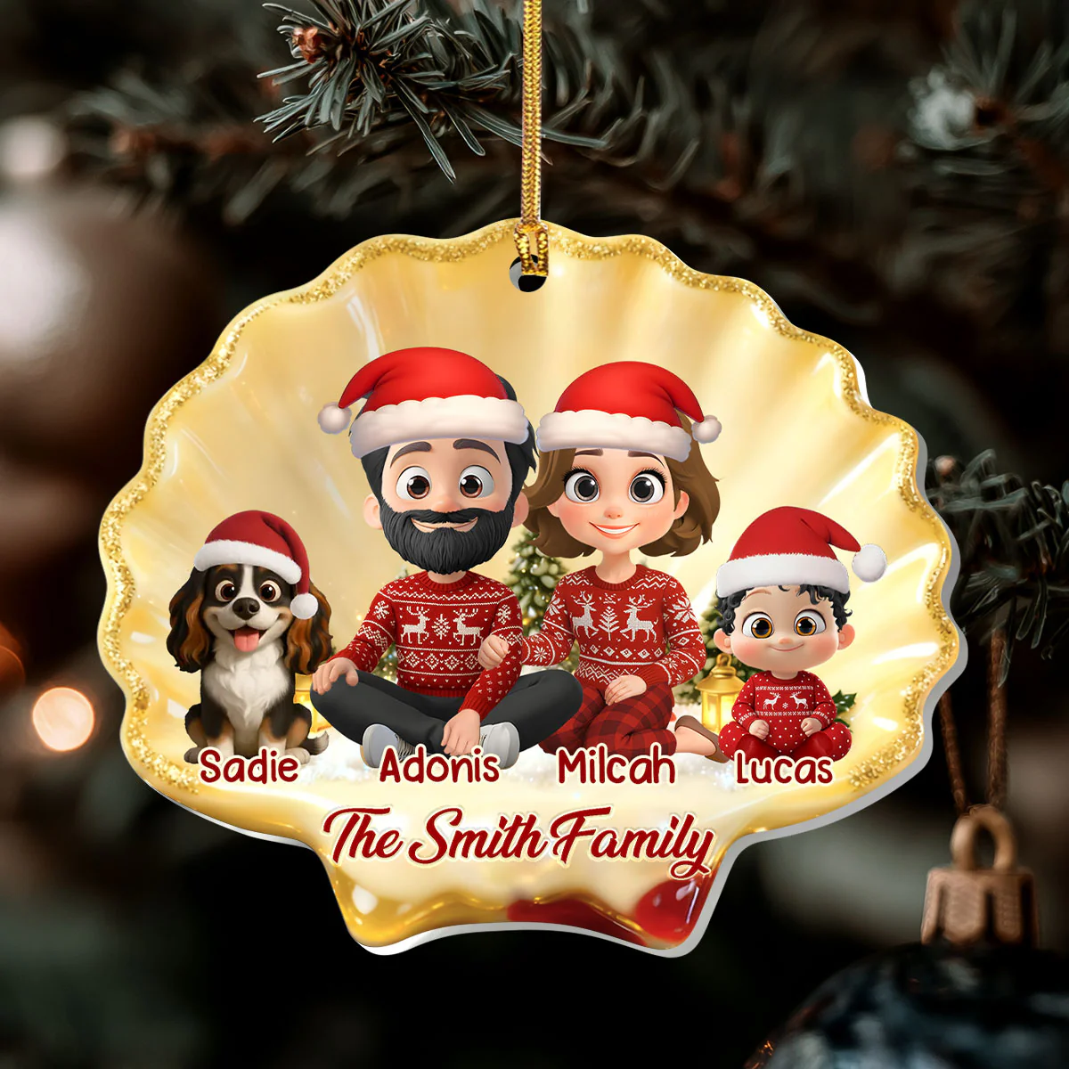 Cozy Family - Personalized 1-Layer Acrylic Ornament - Image 6