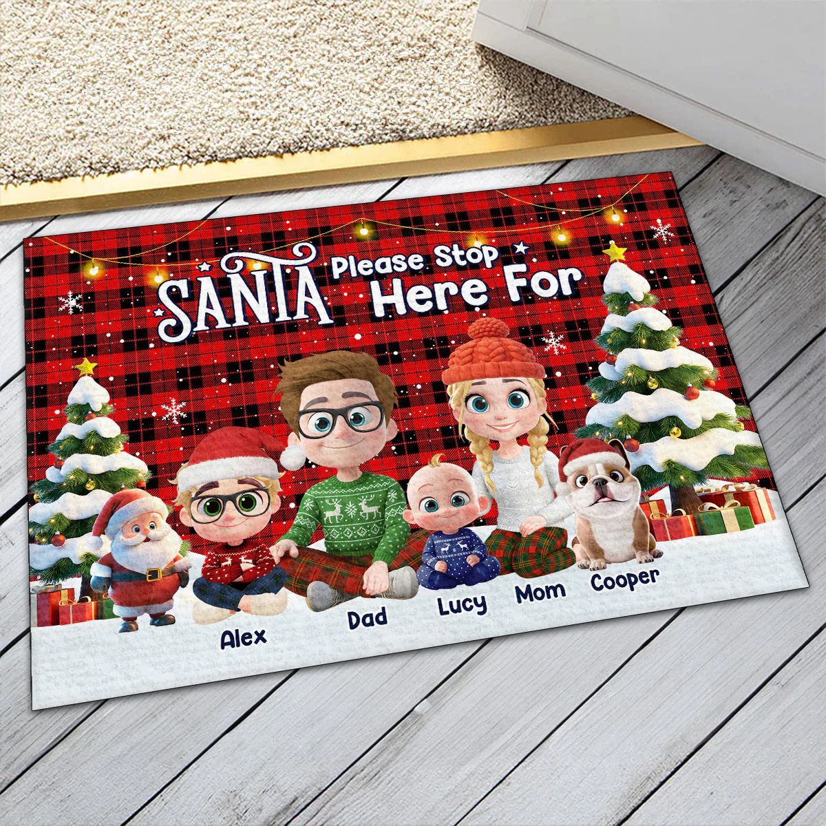 Cozy Family Sitting - Personalized Doormat - Image 6