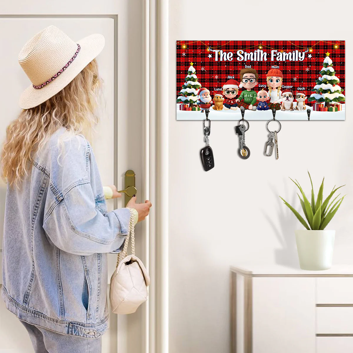 Cozy Family Sitting - Personalized Key Holder - Image 5