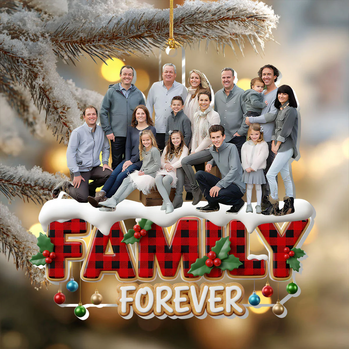Cozy Friend Family Forever Upload Photo - Personalized 1-Layer Acrylic Ornament - Image 2