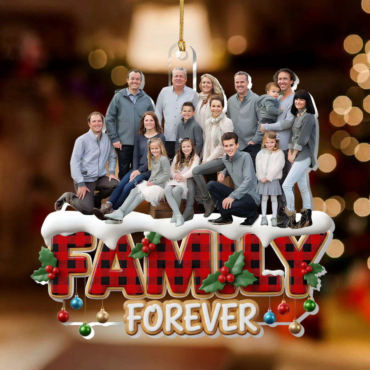 Cozy Friend Family Forever Upload Photo - Personalized 1-Layer Acrylic Ornament - Image 3