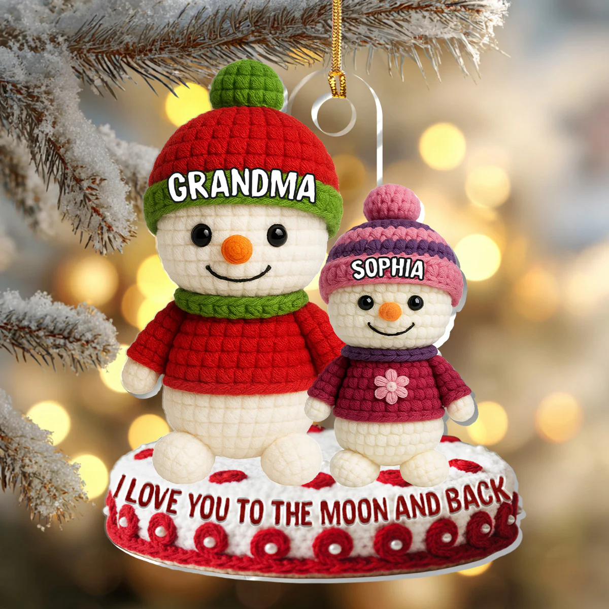 Cozy Grandma's Hug - Personalized 1-Layer Acrylic Ornament - Image 2