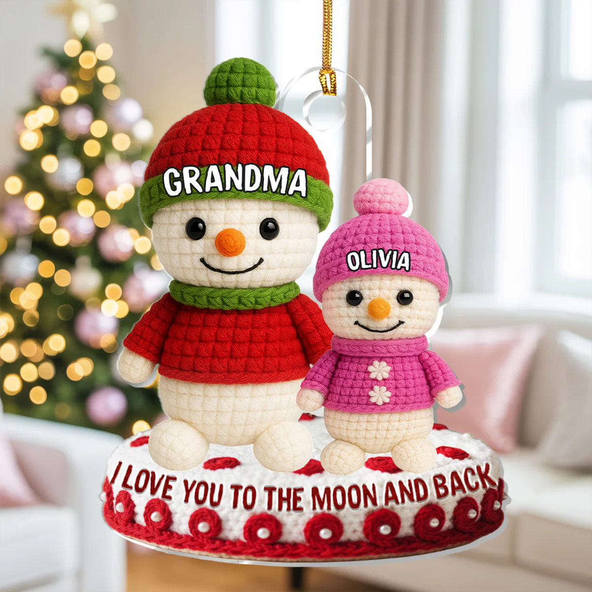 Cozy Grandma's Hug - Personalized 1-Layer Acrylic Ornament - Image 3