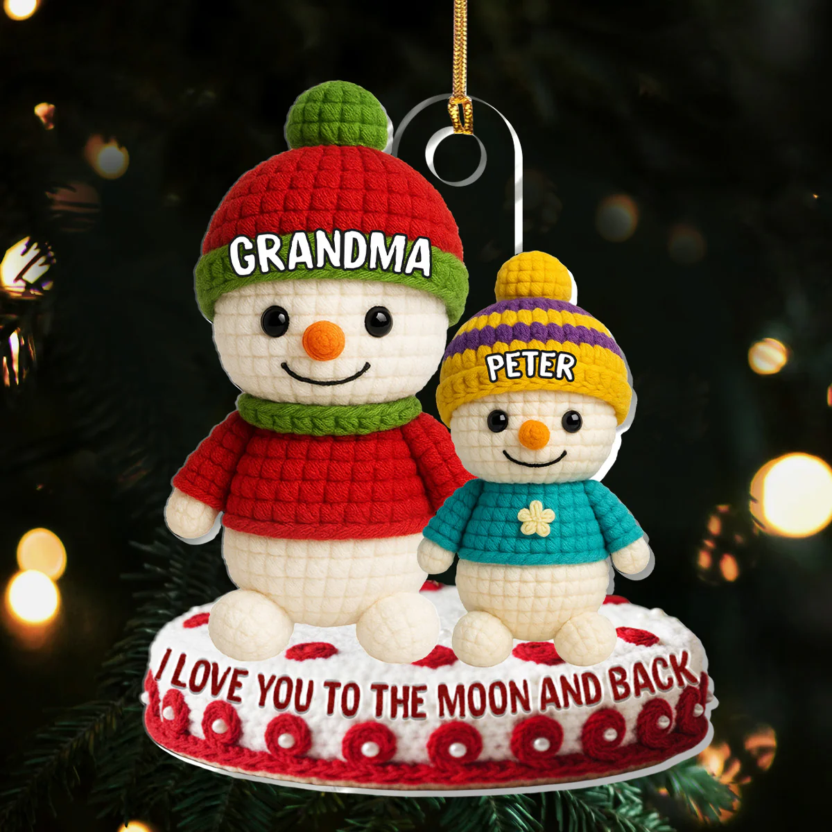 Cozy Grandma's Hug - Personalized 1-Layer Acrylic Ornament - Image 4