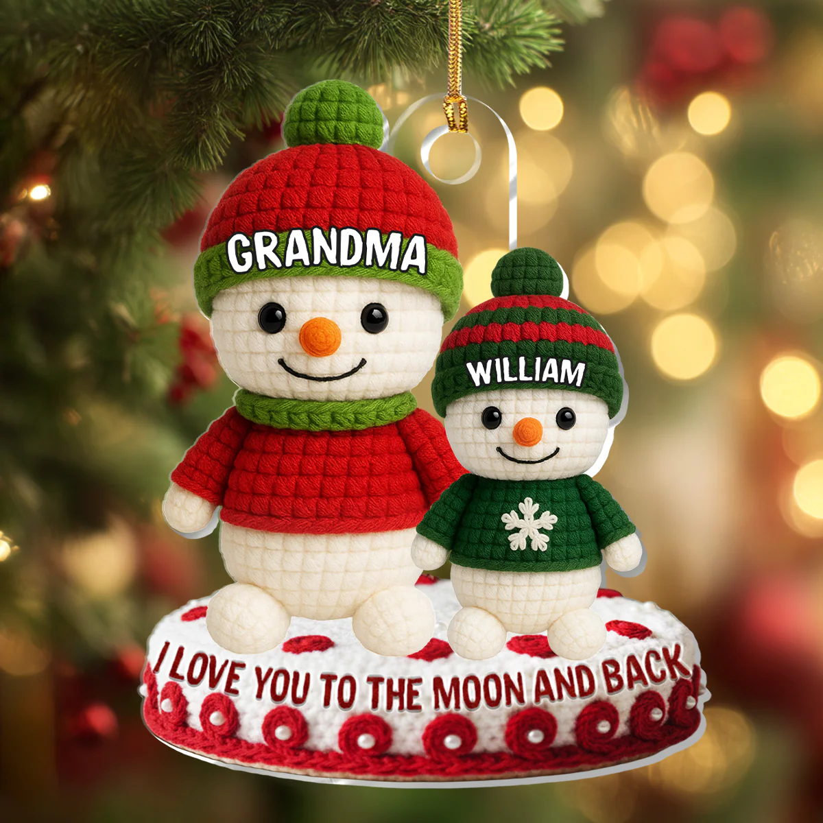 Cozy Grandma's Hug - Personalized 1-Layer Acrylic Ornament - Image 6