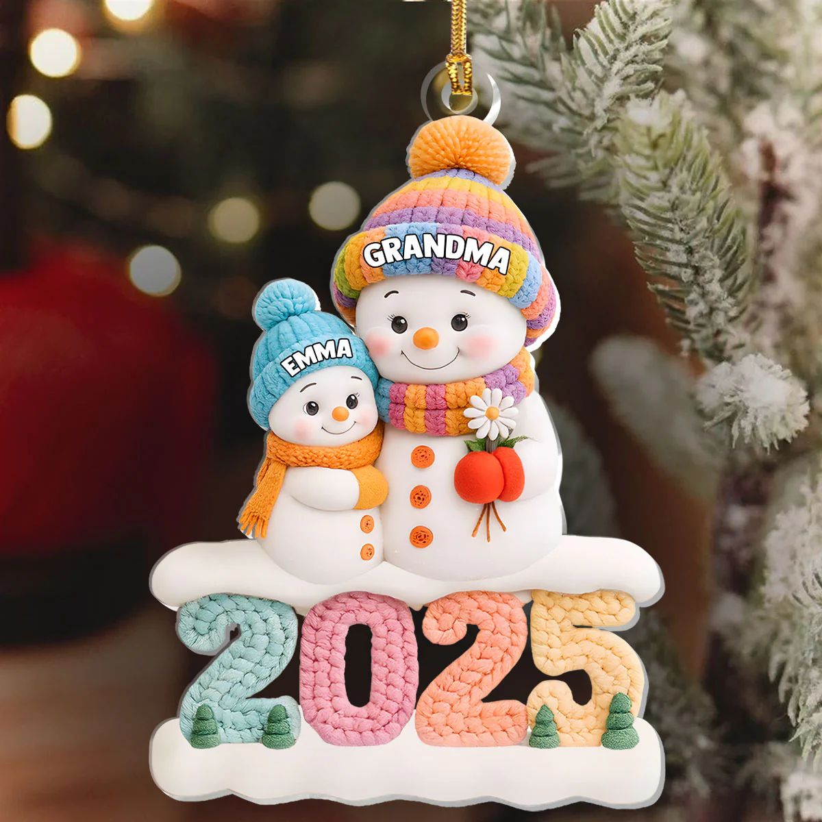 Cozy Snow Hugs - Personalized 1-Layer Acrylic Ornament - Image 6