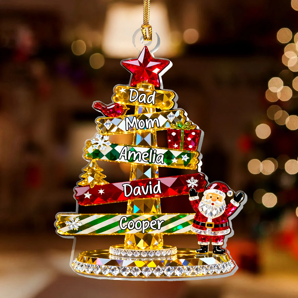 Crystal Christmas Tree For Family, Friends, Coworkers - Personalized 1-Layer Acrylic Ornament - Image 2