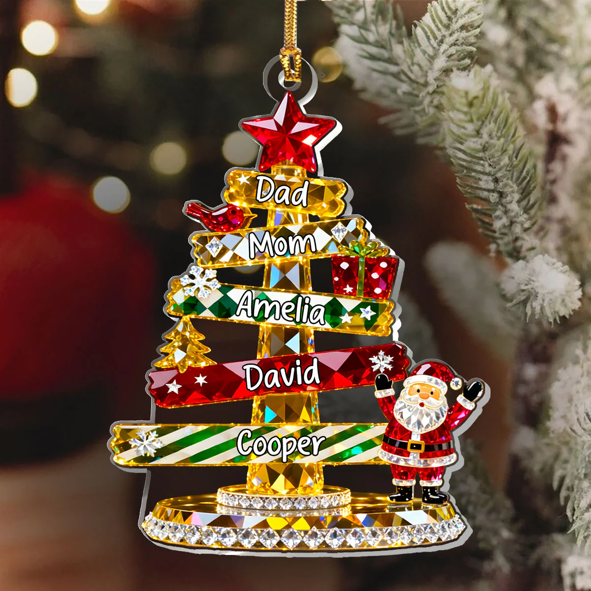 Crystal Christmas Tree For Family, Friends, Coworkers - Personalized 1-Layer Acrylic Ornament - Image 6
