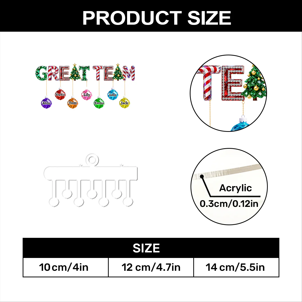 Crystal Great Team Gift For Coworkers - Personalized 1-Layer Acrylic Ornament - Image 7