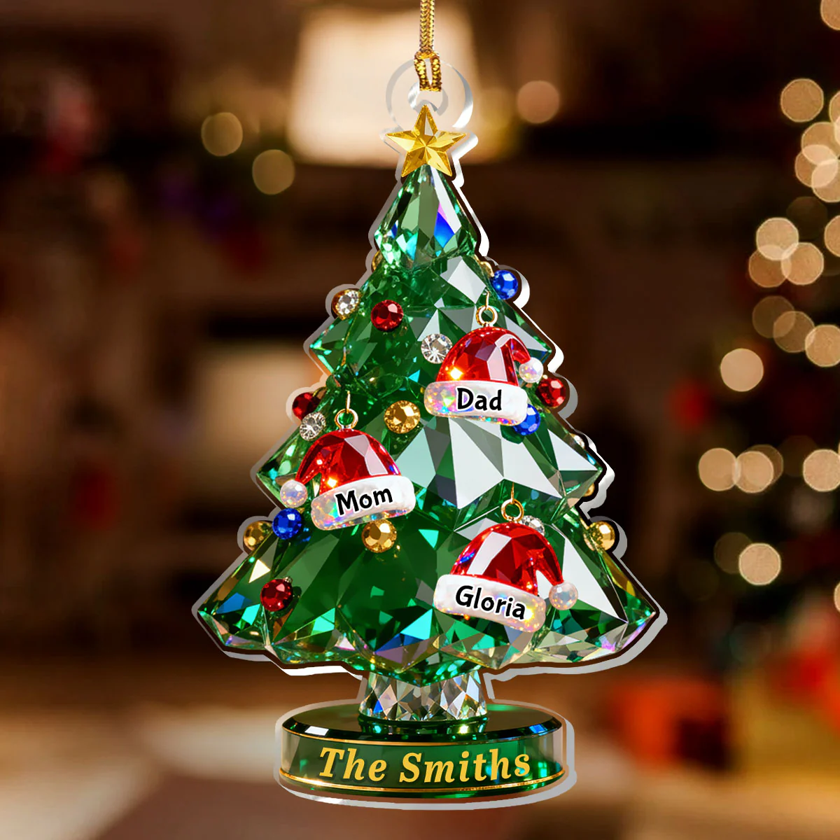 Crystal Noel Tree - Personalized 1-Layer Acrylic Ornament - Image 2