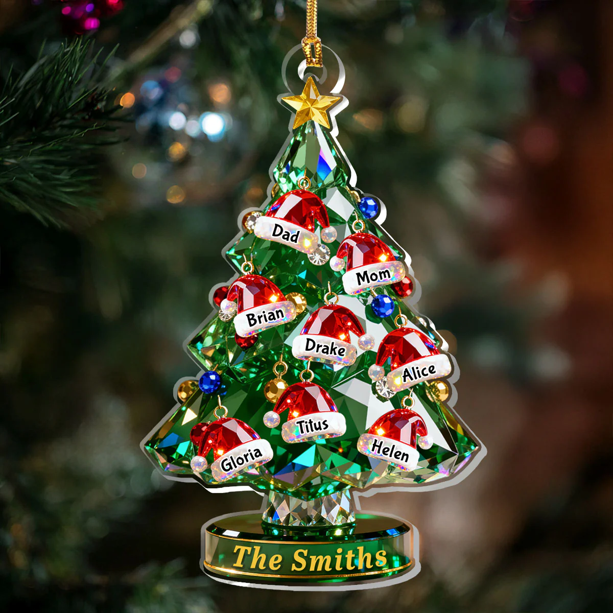 Crystal Noel Tree - Personalized 1-Layer Acrylic Ornament - Image 3