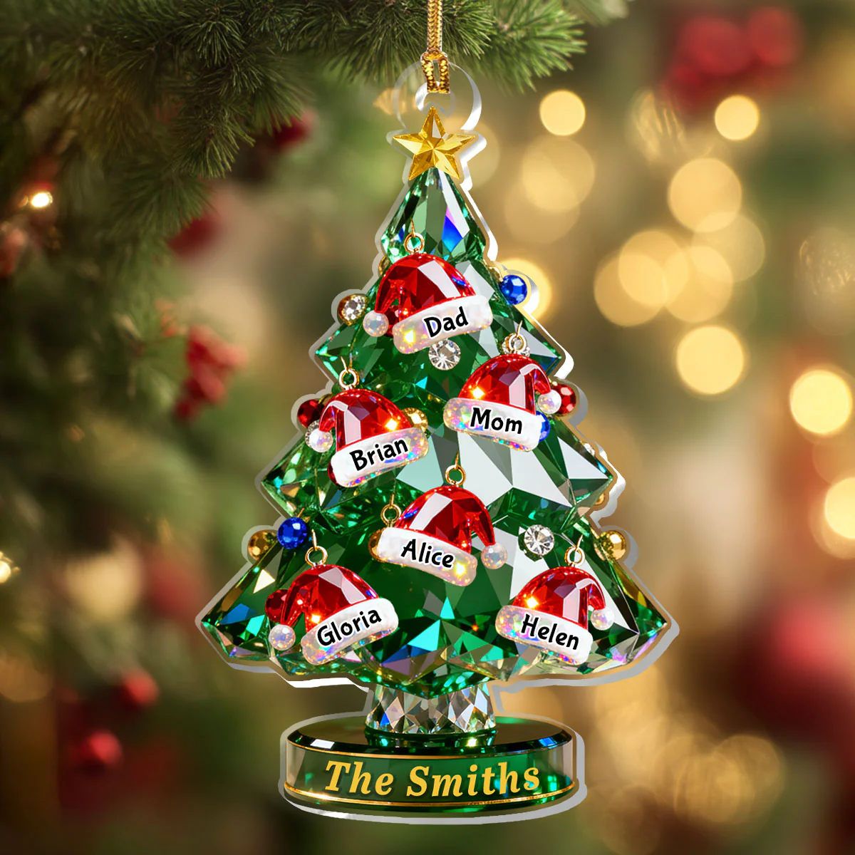 Crystal Noel Tree - Personalized 1-Layer Acrylic Ornament - Image 4