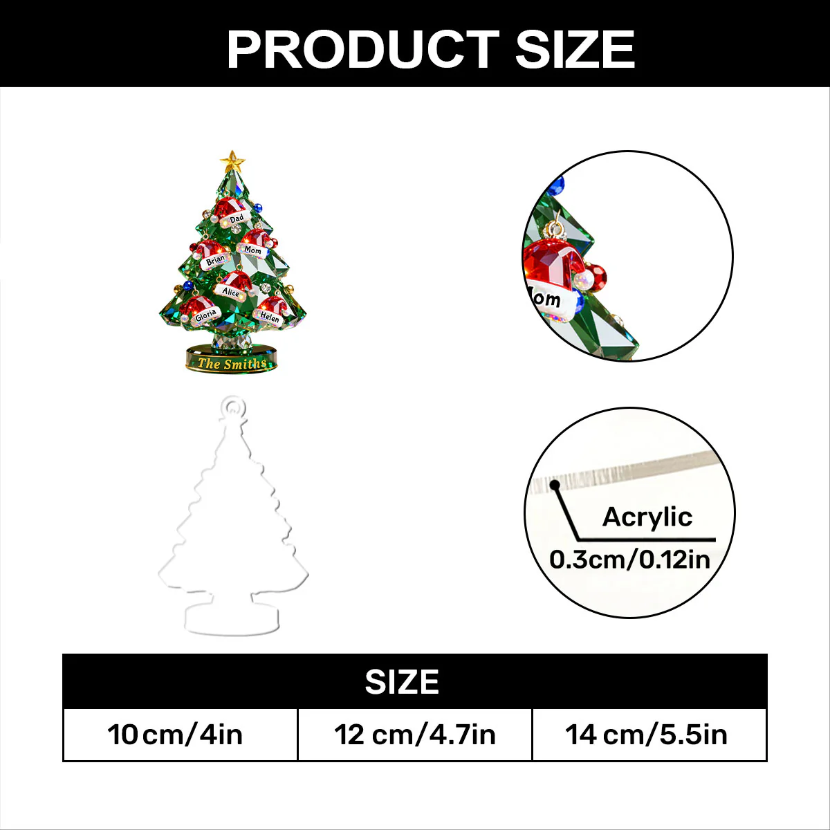 Crystal Noel Tree - Personalized 1-Layer Acrylic Ornament - Image 7