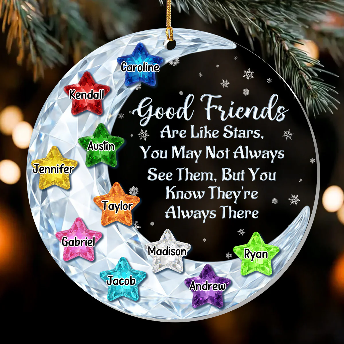 Crystal Stars Of Friendship - Personalized 1-Layer Acrylic Ornament
