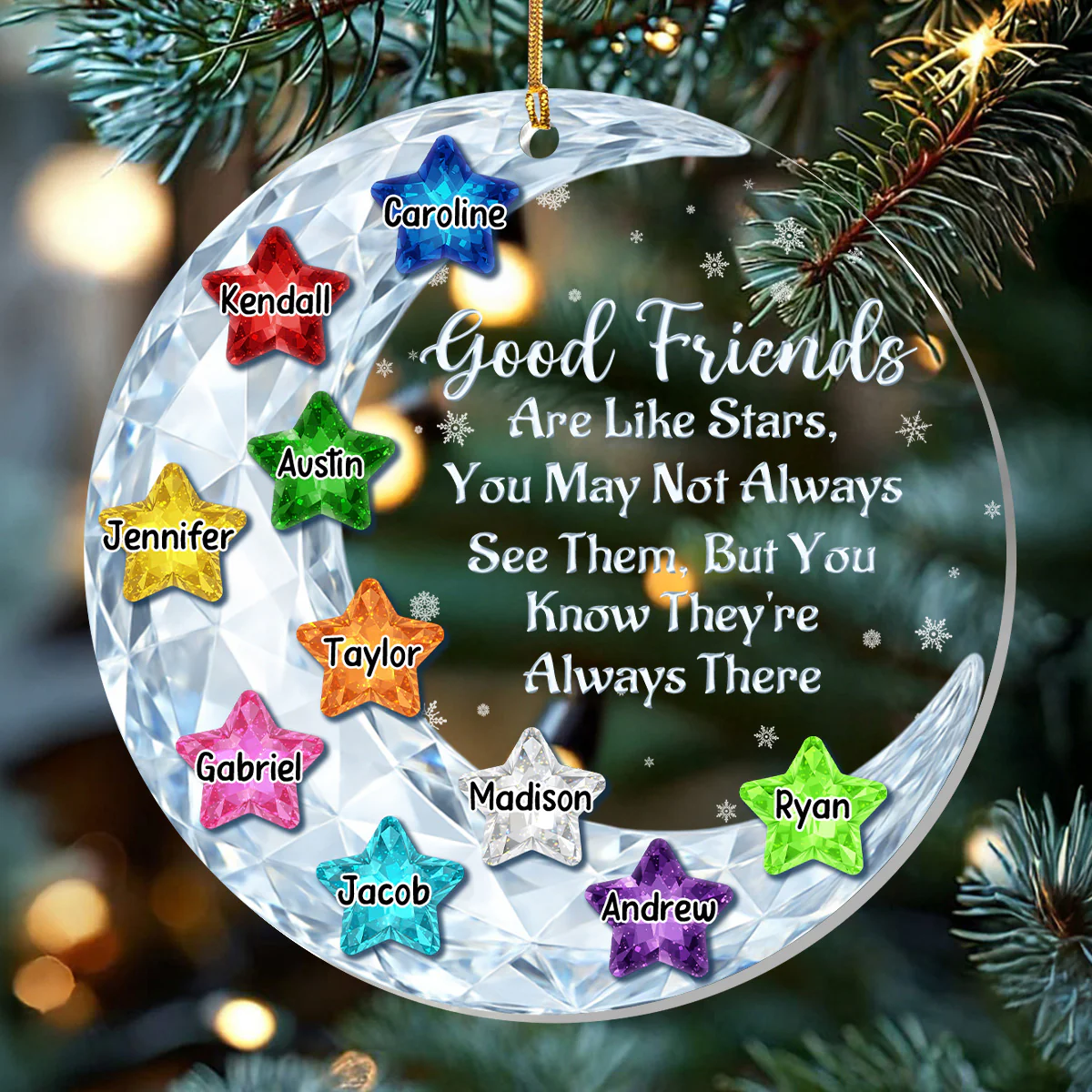 Crystal Stars Of Friendship - Personalized 1-Layer Acrylic Ornament - Image 2