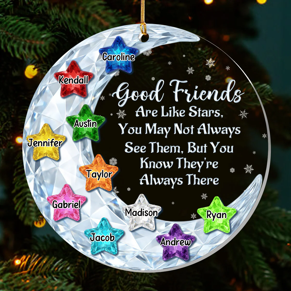 Crystal Stars Of Friendship - Personalized 1-Layer Acrylic Ornament - Image 3