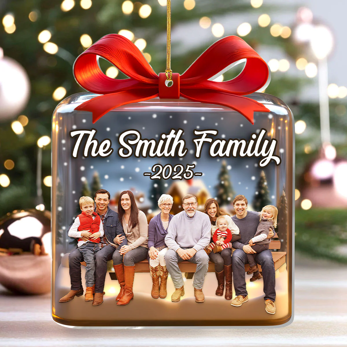 Custom Family Photo Christmas - Personalized 1-Layer Acrylic Ornament - Image 4