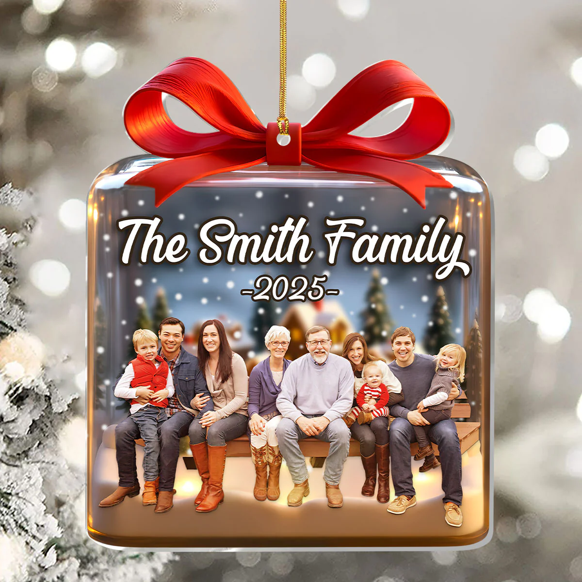 Custom Family Photo Christmas - Personalized 1-Layer Acrylic Ornament - Image 5