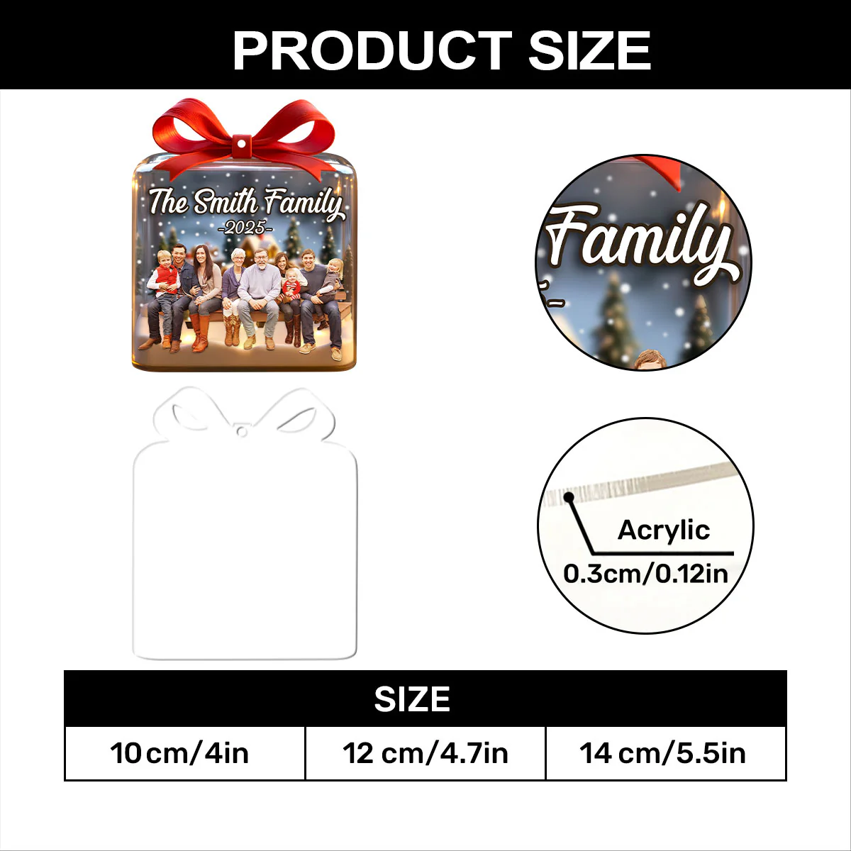 Custom Family Photo Christmas - Personalized 1-Layer Acrylic Ornament - Image 7