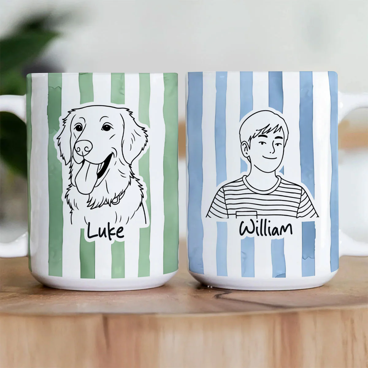 Custom Family Portrait Hand Drawn Style - Personalized Ceramic Coffee Mug - Image 3