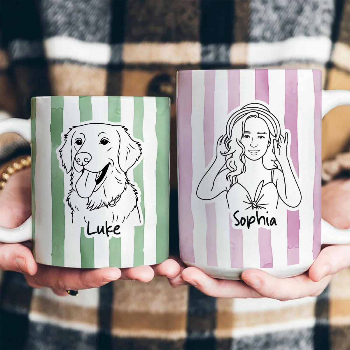 Custom Family Portrait Hand Drawn Style - Personalized Ceramic Coffee Mug - Image 4
