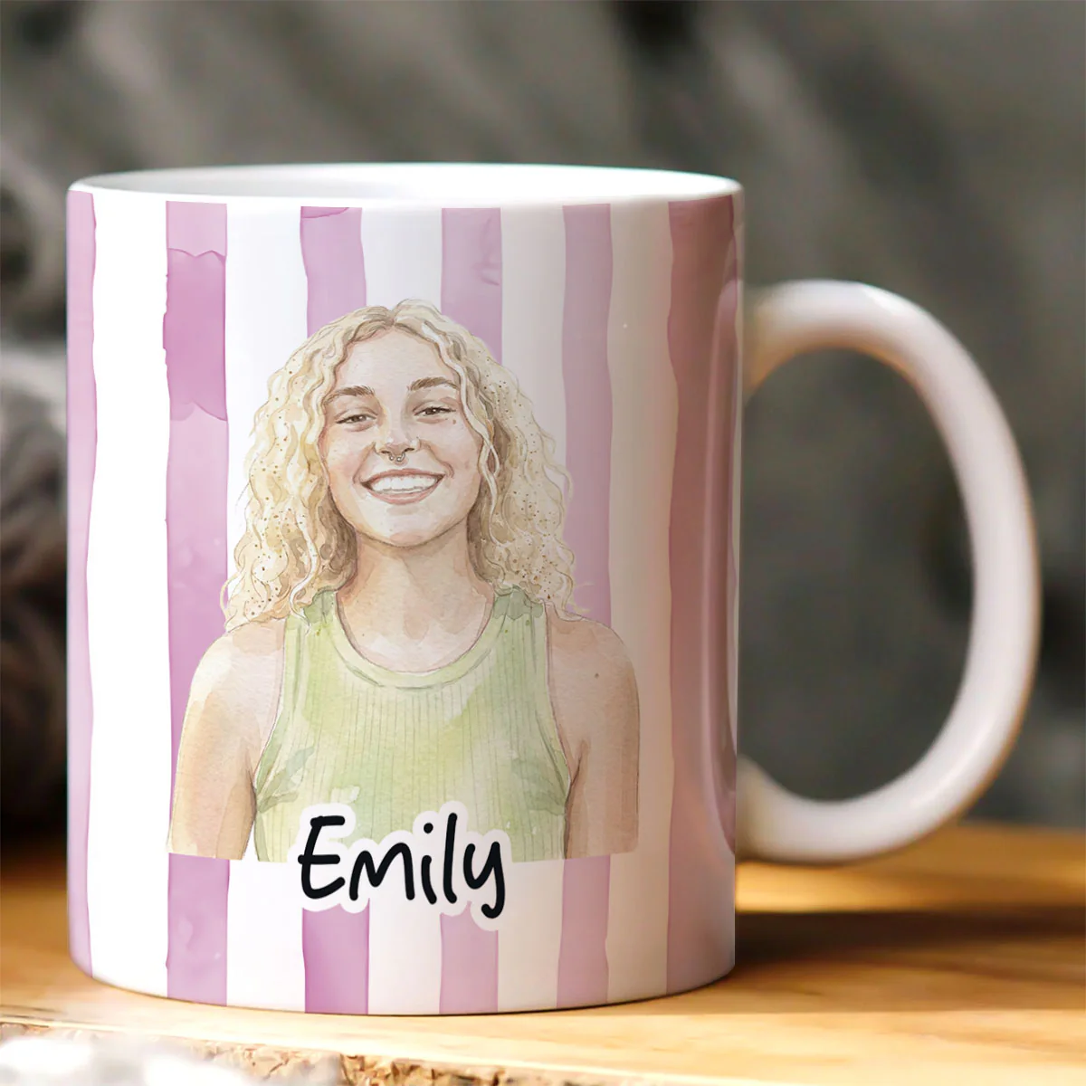 Custom Family Portrait Watercolor Style - Personalized Ceramic Coffee Mug