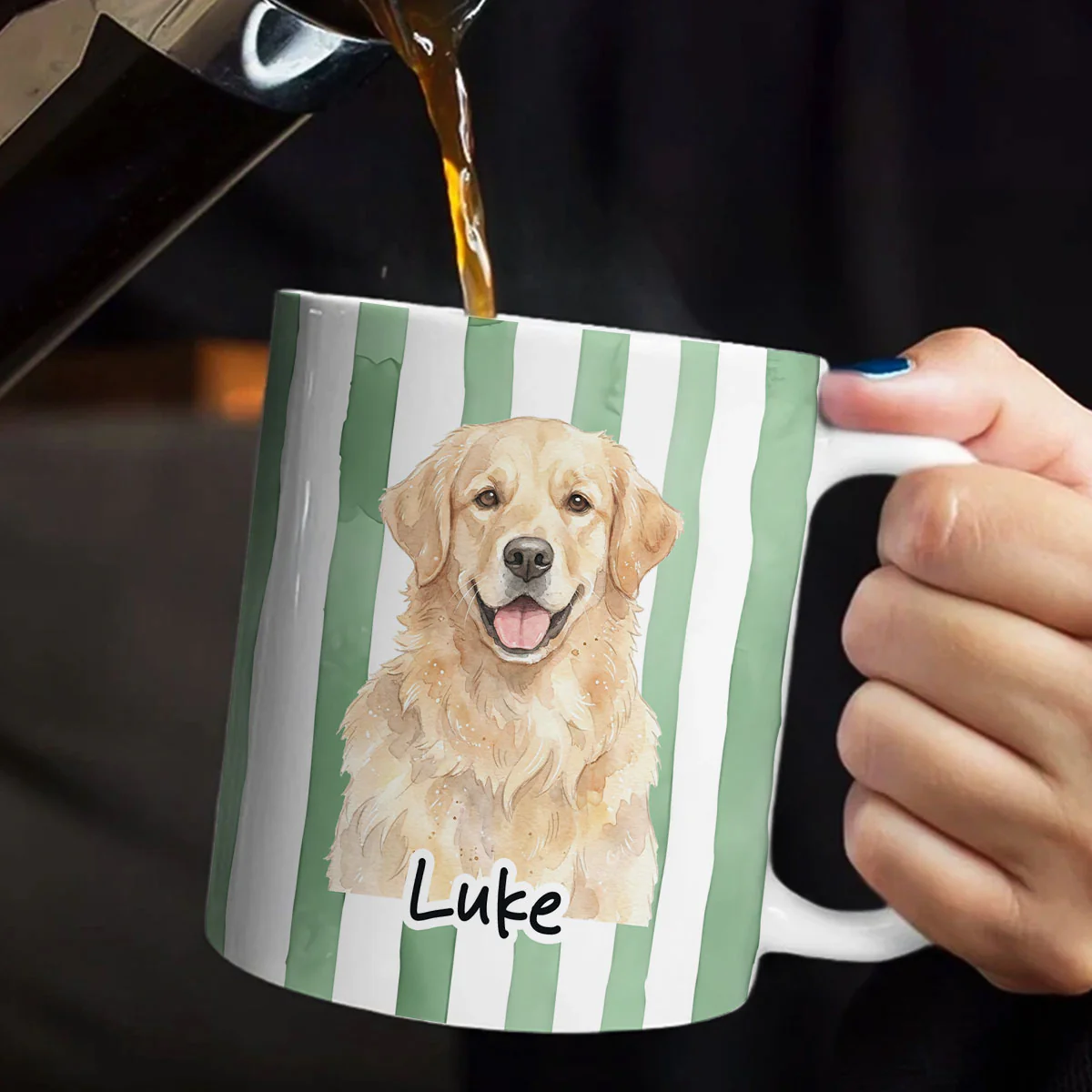 Custom Family Portrait Watercolor Style - Personalized Ceramic Coffee Mug - Image 5