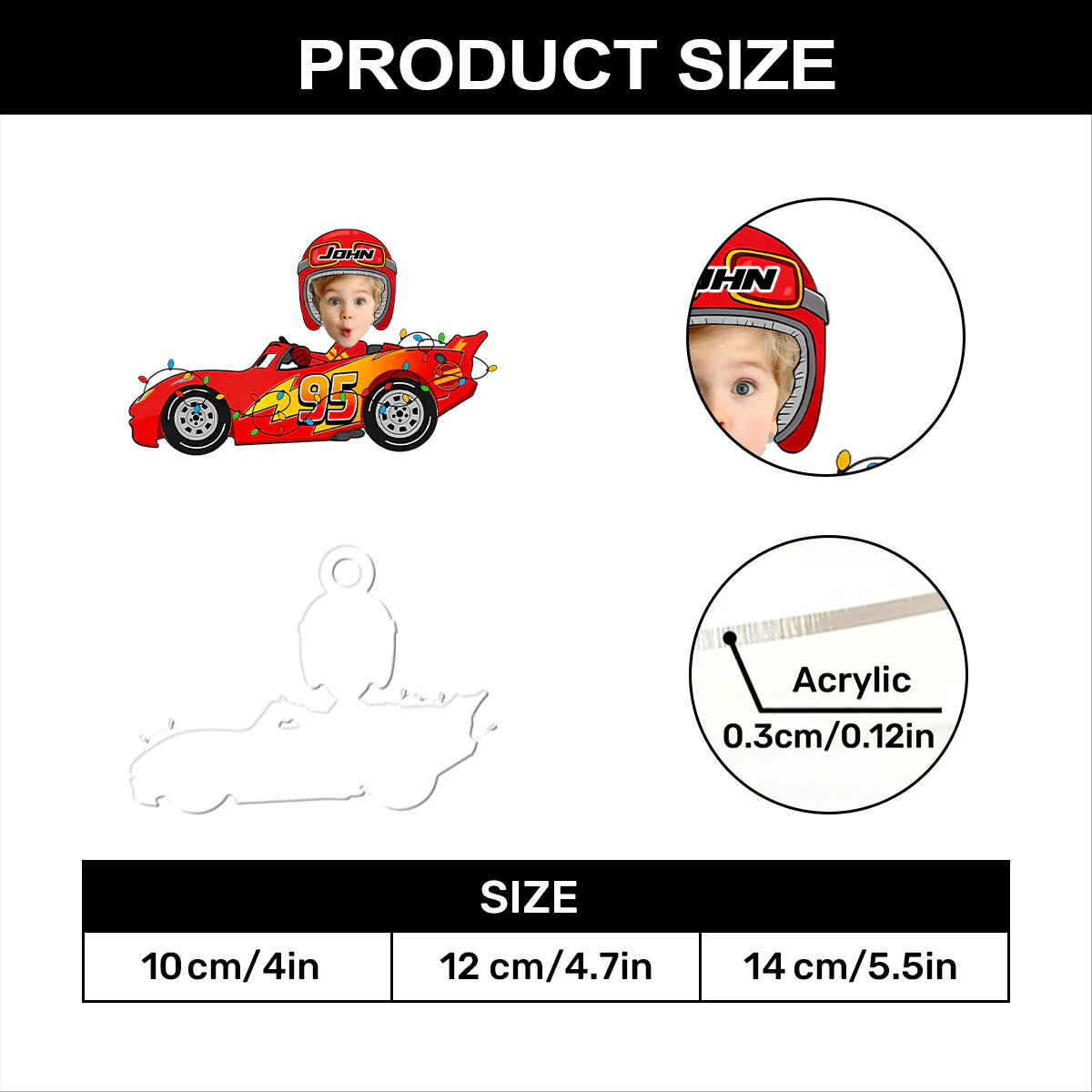 Custom Kid Face Car Toys - Personalized 1-Layer Acrylic Ornament - Image 6