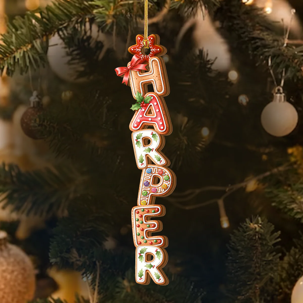 Custom Kids Name Gingerbread Alphabet - Personalized Wood Ornament Cutout & Print 1 Side - Image 3