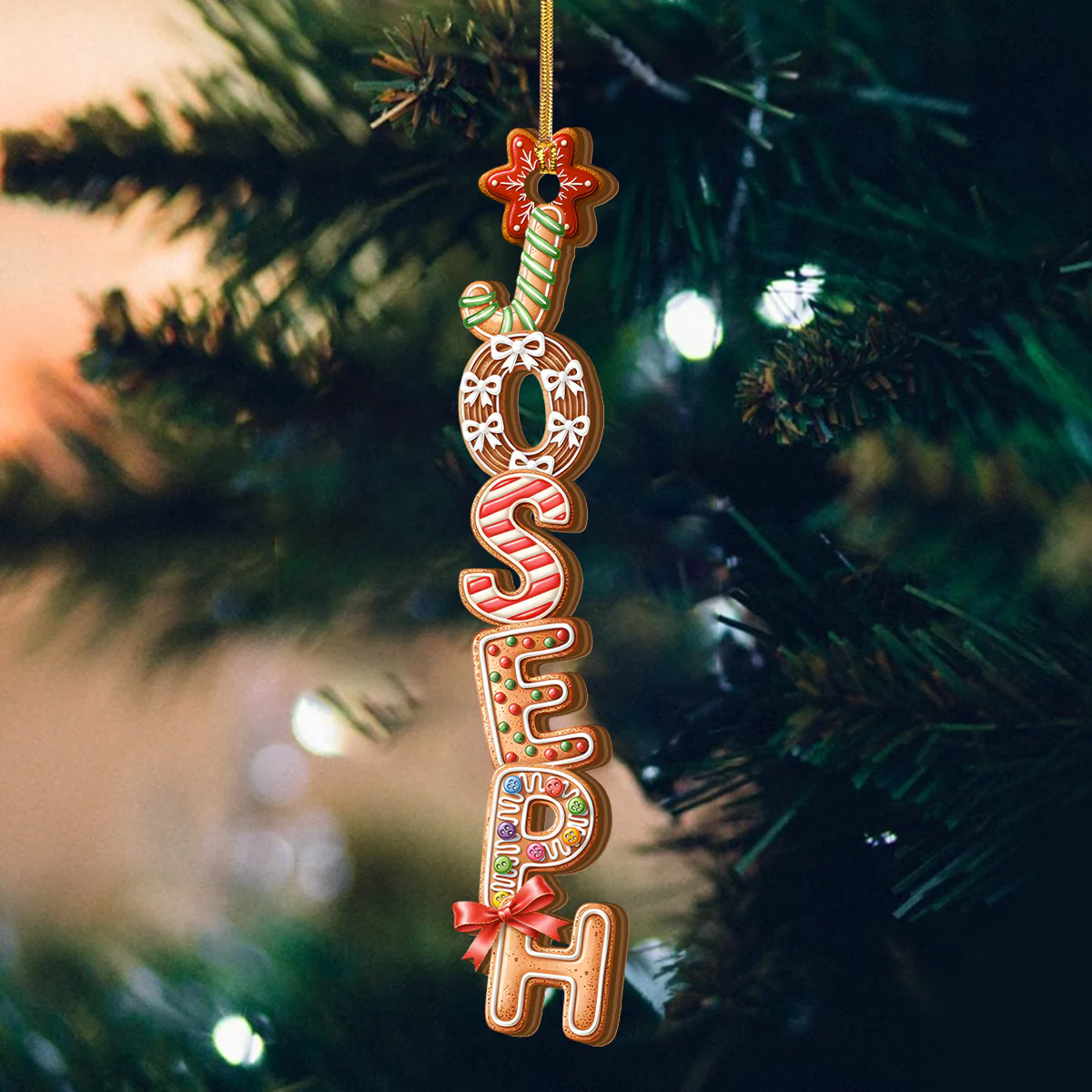 Custom Kids Name Gingerbread Alphabet - Personalized Wood Ornament Cutout & Print 1 Side - Image 4