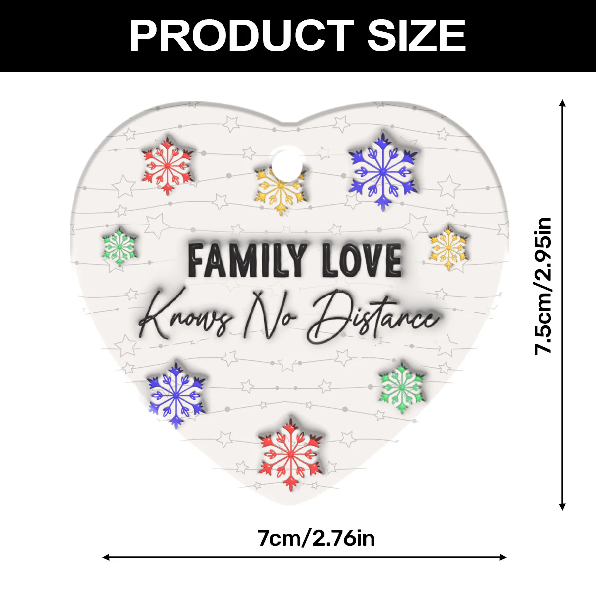 Custom Location Family Love Knows No Distance - Personalized Heart Shaped Ceramic Ornament - Image 5