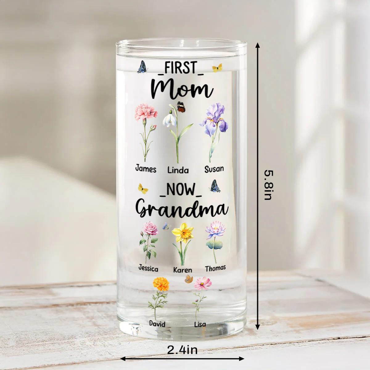 Custom Name First Mom Now Grandma - Personalized Glass Vase - Image 6