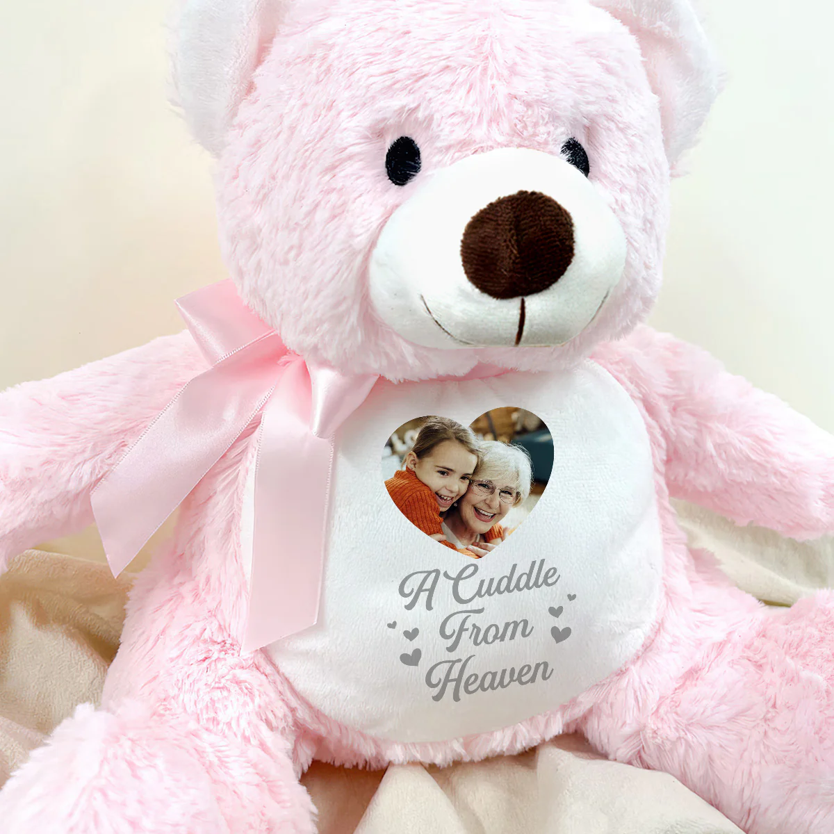 Custom Photo A Cuddle From Heaven Memorial - Personalized Teddy Bear - Image 2