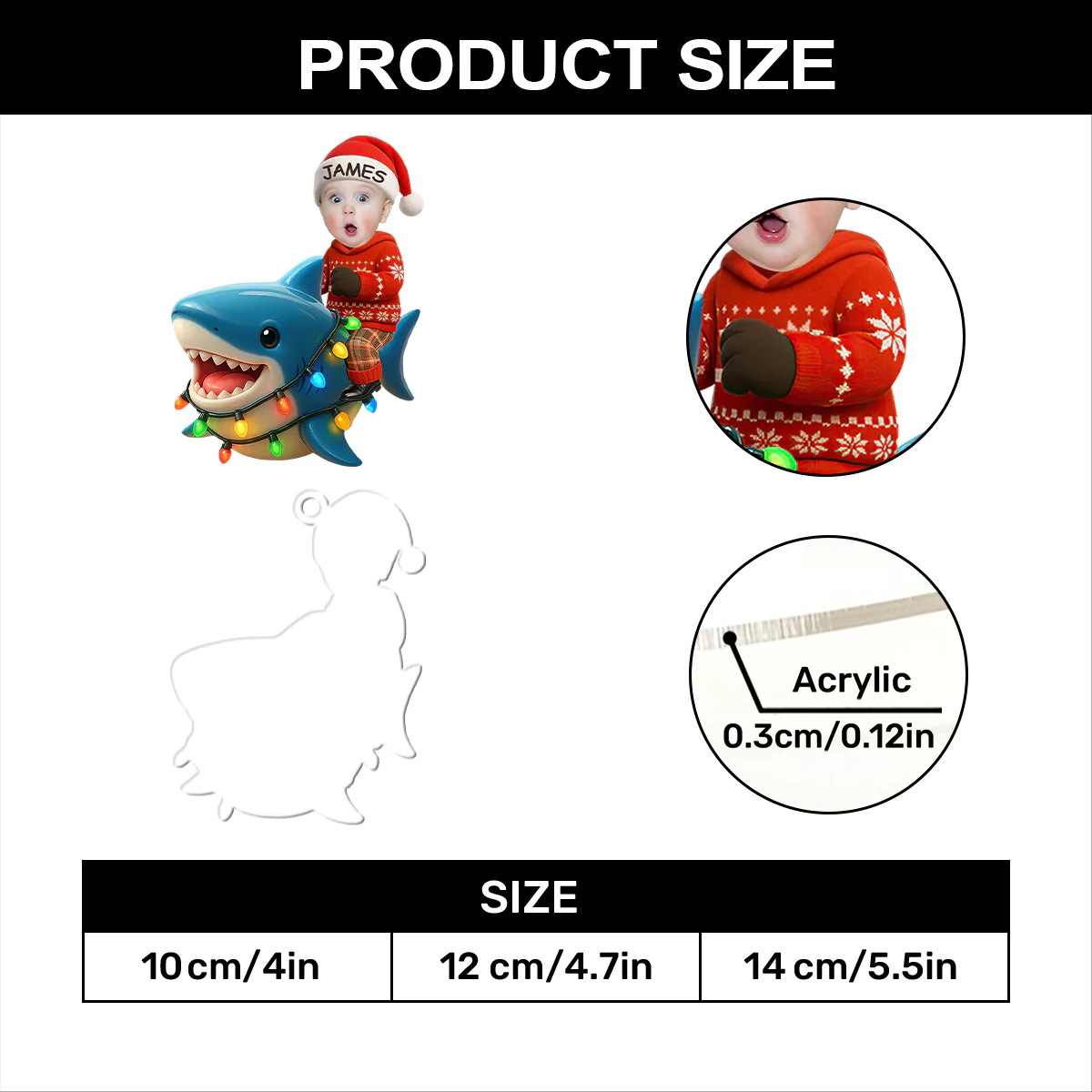 Custom Photo Baby With Cute Shark - Personalized 1-Layer Acrylic Ornament - Image 7