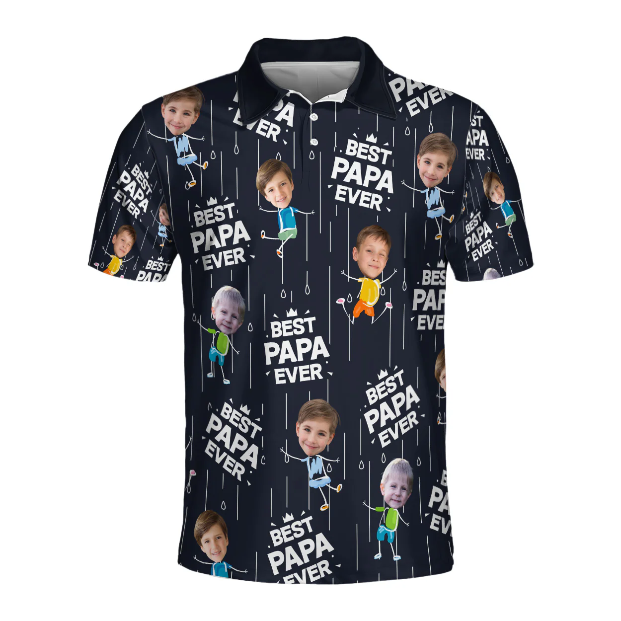 Custom Photo Best Papa Grandpa Ever - Personalized Polo Shirt - Image 4