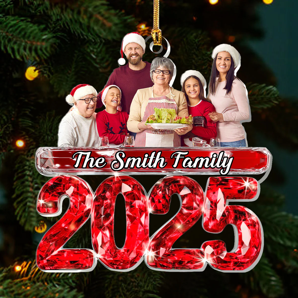 Custom Photo Crystal Red 2025 - Personalized 1-Layer Acrylic Ornament - Image 3
