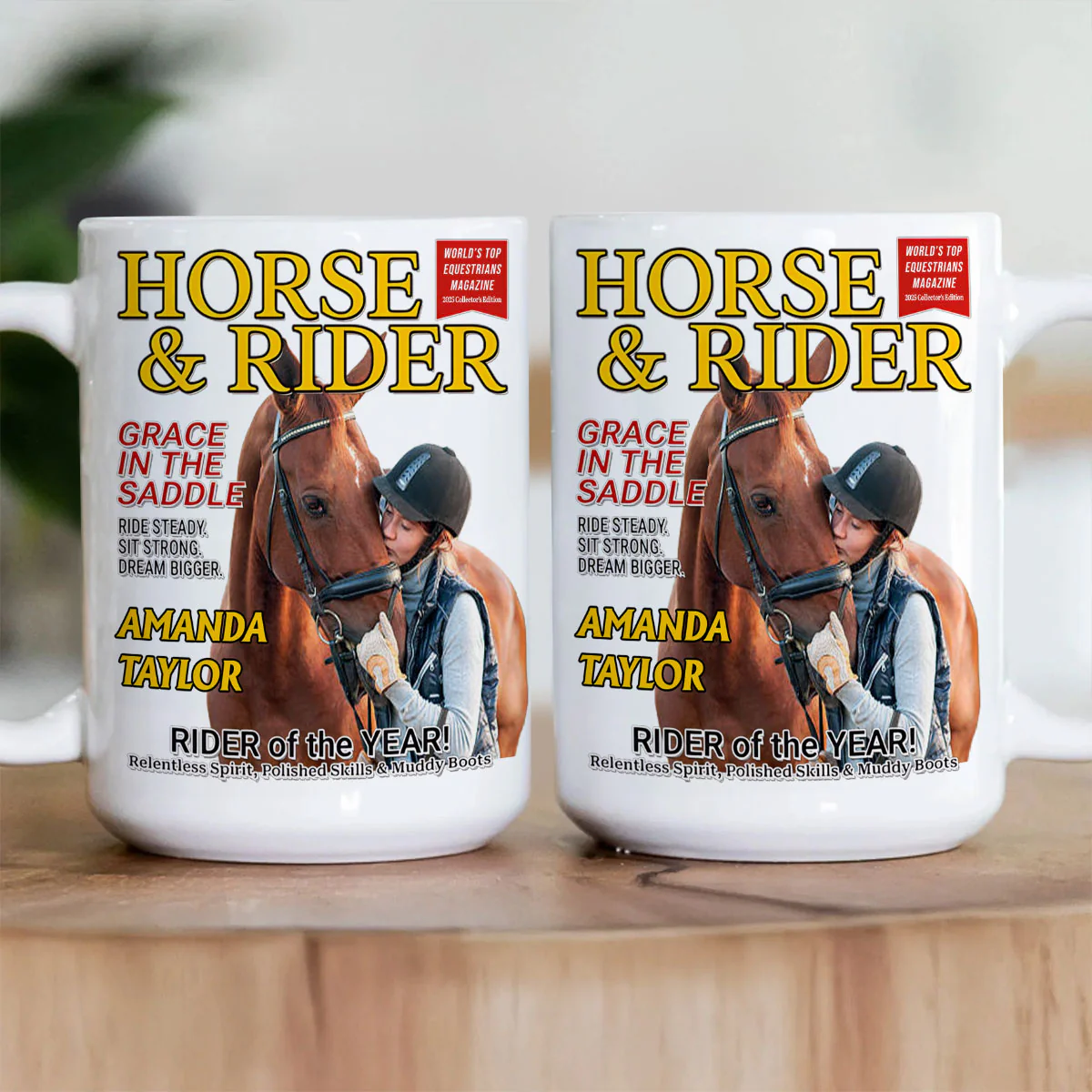Custom Photo Equestrian Magazine - Personalized Ceramic Coffee Mug - Image 3